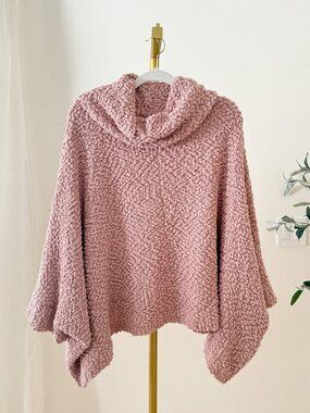 Romeo & Juliet Couture Popcorn Cowl Neck Sweater | Dusty Rose Boucle | Size L